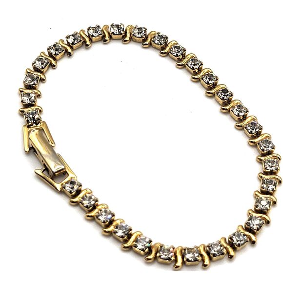 Vintage S Link Crystal Tennis Bracelet 7.25in - Picture 1 of 3